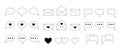 Big set of chat line icons. Contour signs, symbols and buttons for online communication, messages - letters and chats Royalty Free Stock Photo