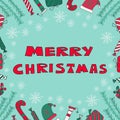 Big set of Christmas design doodle elements with Merry Christmas Lettering Royalty Free Stock Photo