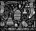 Big set of Christmas design element in doodle style. Hand draw collection New Year. Decorative drawing. Royalty Free Stock Photo