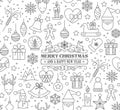 Big set of Christmas design element in doodle style Royalty Free Stock Photo