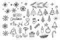 Big set of Christmas design element in doodle style Royalty Free Stock Photo