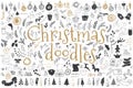 Big set of Christmas design elements in doodle style Royalty Free Stock Photo