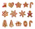 Big set Christmas gingerbread cookies Royalty Free Stock Photo