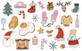 Big set of Christmas and New Year hand drawn elements. Vector illustrations. Cute christmas and winter signs and characters. Royalty Free Stock Photo