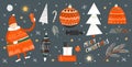 A big set with Christmas objects. Santa Claus. Royalty Free Stock Photo