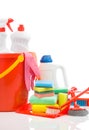 Big set of cleaning items with copyspace