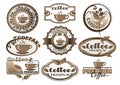 Big set of coffee label. Coffe shop signboard template