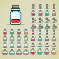 Colorful bottles of potion for video games