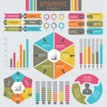 Big set of colorful business infographic elements. Royalty Free Stock Photo