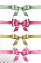 Big set of colorful gift bows and ribbons isolated on transparent background. Royalty Free Stock Photo