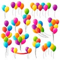 Big set of colorful round vector kids balloons.