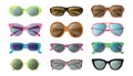 Big set of colorful sunglasses