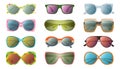 Big set of colorful sunglasses