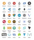 Big set of crypto currency logo coins Bitcoin, Nem, Dash, Litecoin, Monero, Ethereum, Dash, Ripple, and other