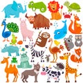 Big set of cute cartoon animals. Vector illustration