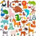 Big set of cute cartoon animals. Vector illustration