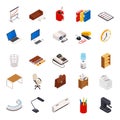 Big set of 3D isometric volumetric of icons on a theme of office equipment.