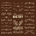 Big set of decorative flourishes hand drawn dividers. Victorian Collection ornate page decor elements banners, frames