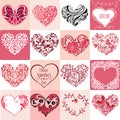 Big set of decorative pink hearts. Can be used for invitations,