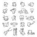 big set of dentist teeth, oral hygiene, vector