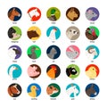 Big set of different avatars with farm animals