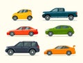 Big set of of different models of cars. Royalty Free Stock Photo