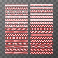 Big set of different seamless red and white caution tapes Royalty Free Stock Photo