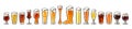 Big set of different types of beer glasses. Beer glassware guide. Vector illustration isolated on white background Royalty Free Stock Photo