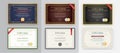 Big Set of 9 Diploma or Certificate Design Template. Ready for Print. Vector Royalty Free Stock Photo