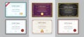 Big Set of 9 Diploma or Certificate Design Template. Ready for Print. Vector Royalty Free Stock Photo