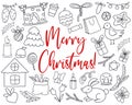 Big set doodle christmas design elements Royalty Free Stock Photo