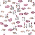 Big set of doodles on cosmetics cream,eye shadow, face Royalty Free Stock Photo