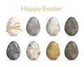 Big set of Easter eggs in gold colours Royalty Free Stock Photo