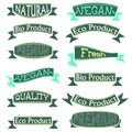 Big Set Eco, Natural Stickers And Ribbons, Isolated On White Background. Royalty Free Stock Photo