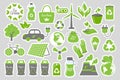 Big set of ecology icons. Collection of flat design eco concepts. Icons, stickers vector Royalty Free Stock Photo