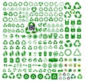 Big set of 170 ecology icons. Recycle icon. Symbols and signs for design of packaging products, information about the goods being