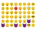 Big set of emoji. Yellow faces. Flat emoticons. Vector illustration Royalty Free Stock Photo