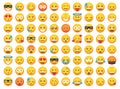 Big set of emoticon smile icons. Cartoon emoji set. Vector emoticon set Royalty Free Stock Photo