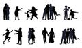 Big set of families with young children silhouettes Royalty Free Stock Photo