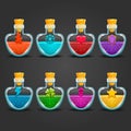 Big set of flasks with different poisons