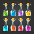 Big set of flasks with different poisons