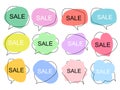 Big set of flat colorful bubble speech vector. Banners, price tags, stickers, posters, badges. Royalty Free Stock Photo