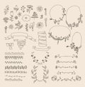 Big set of floral graphic design elements Royalty Free Stock Photo