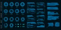 Big set frames with description and HUD data for a personal computer. Holographic Frames and Dialogue Callouts, Circles and Target