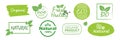 Big set of fresh eco organic grunge labels on a white background