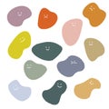 Big set geometric shape of pastel colored with face emotions.