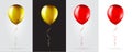 Big Set of Gold and Red balloons on transparent white background. Mockup for balloon print. Vector Royalty Free Stock Photo