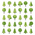 Big Set of Green Forest Christmas Farm Trees Royalty Free Stock Photo