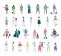 Big set group of diverse flat cartoon characters style young people couples in different poses standing together Royalty Free Stock Photo