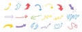 Big set grunge hand drawn arrow mark icons vector. Colorful arrows Royalty Free Stock Photo